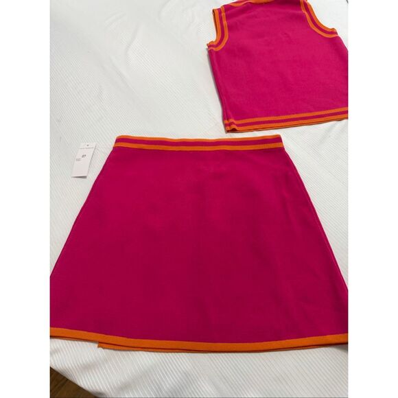 NWT House Of Harlow 1960 Knit Pink Orange Crop Tank Top Mini Skirt Set Size XS - Picture 10 of 11